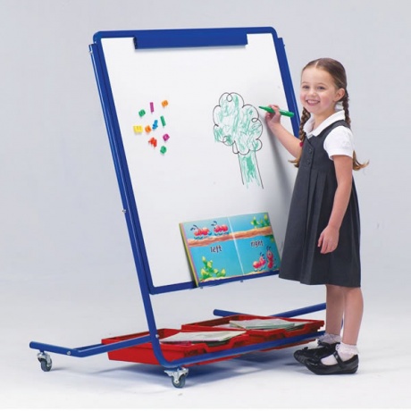 Little Rainbows Height Adjustable Mobile Whiteboard Easel with Storage Trays